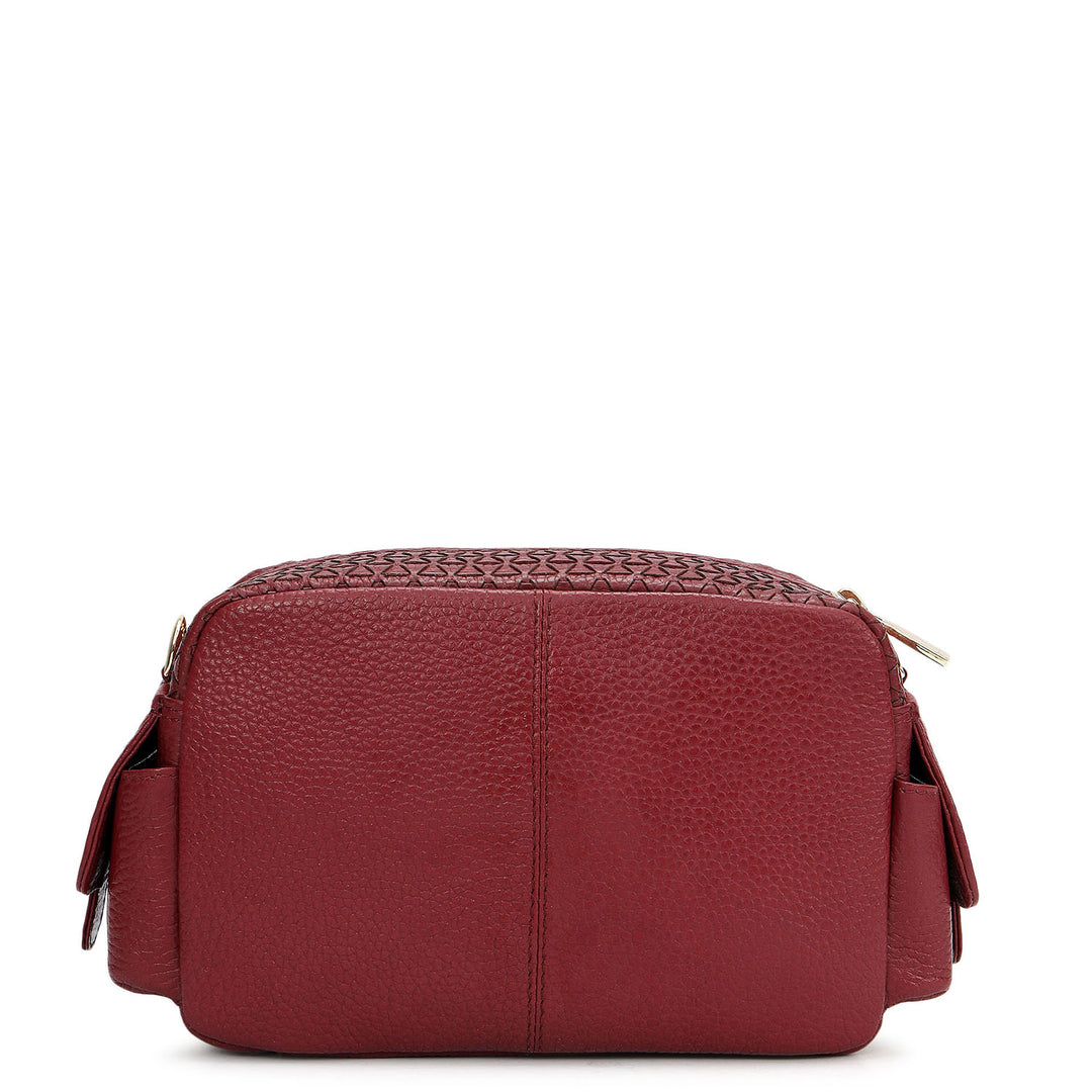 Small Mat Wax Leather Sling - Cherry