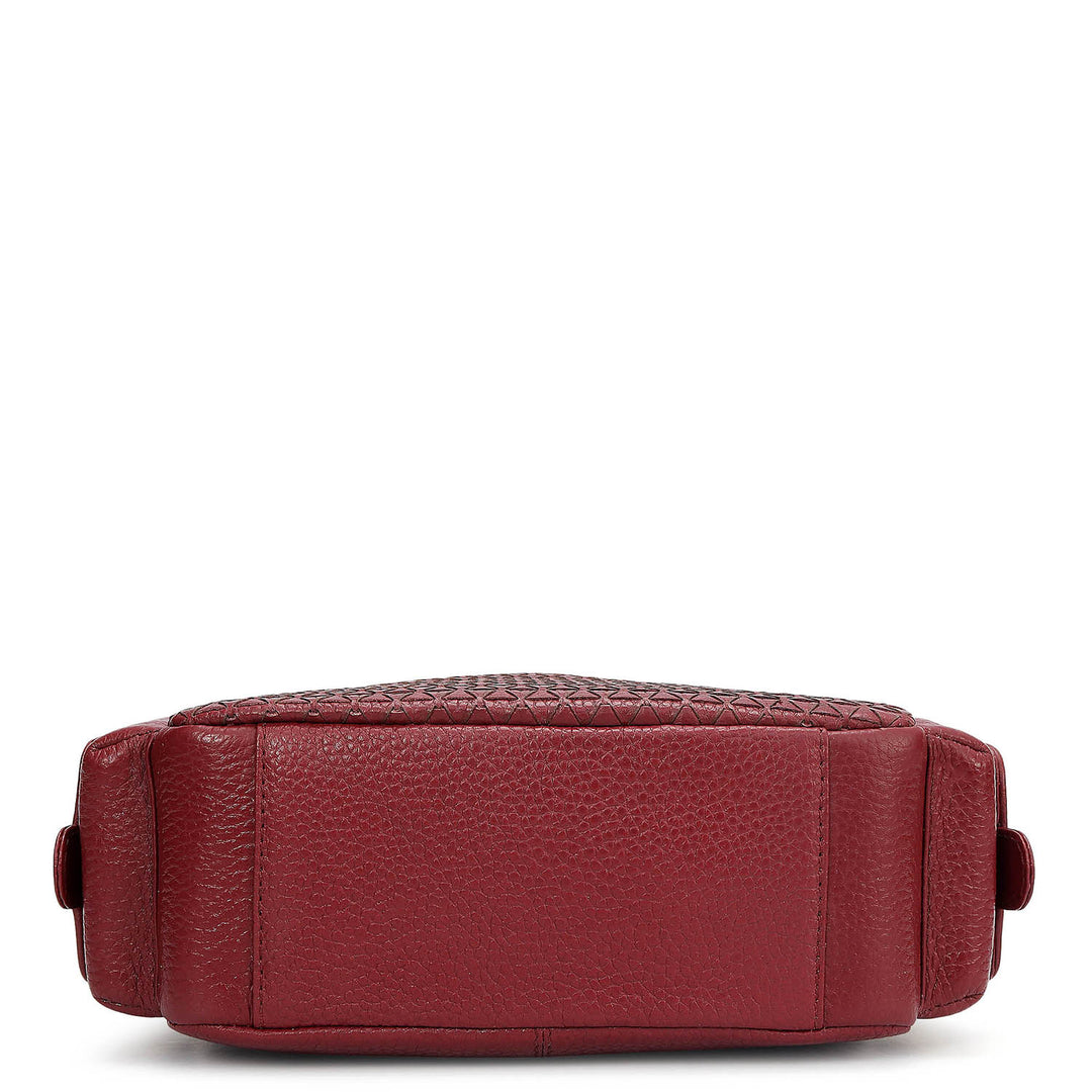 Small Mat Wax Leather Sling - Cherry