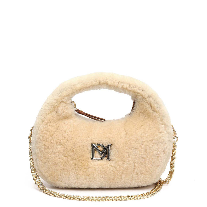 Micro Fur Leather Sling - Beige