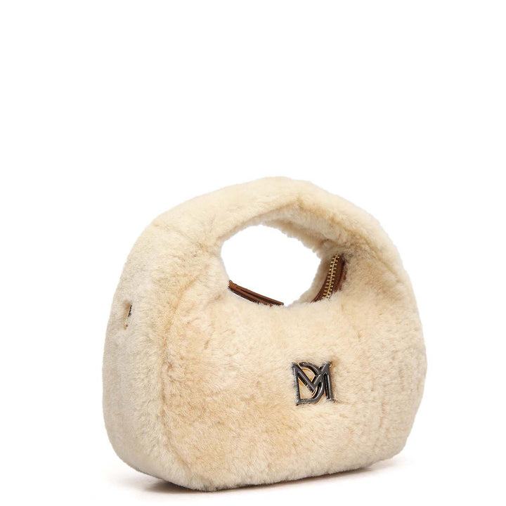 Micro Fur Leather Sling - Beige