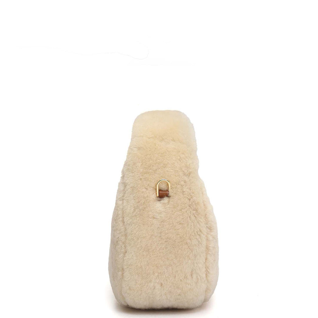 Micro Fur Leather Sling - Beige