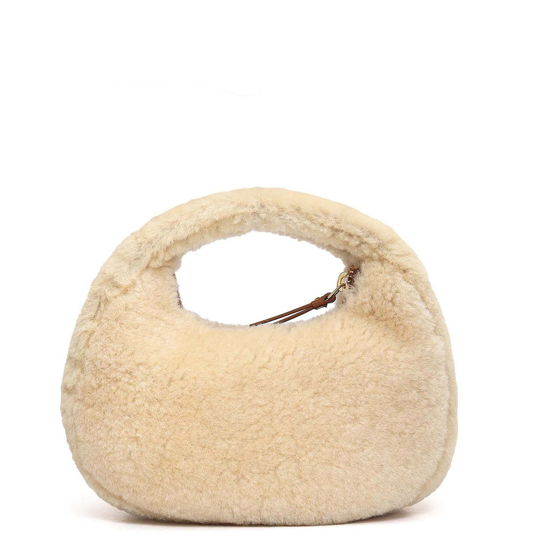 Micro Fur Leather Sling - Beige
