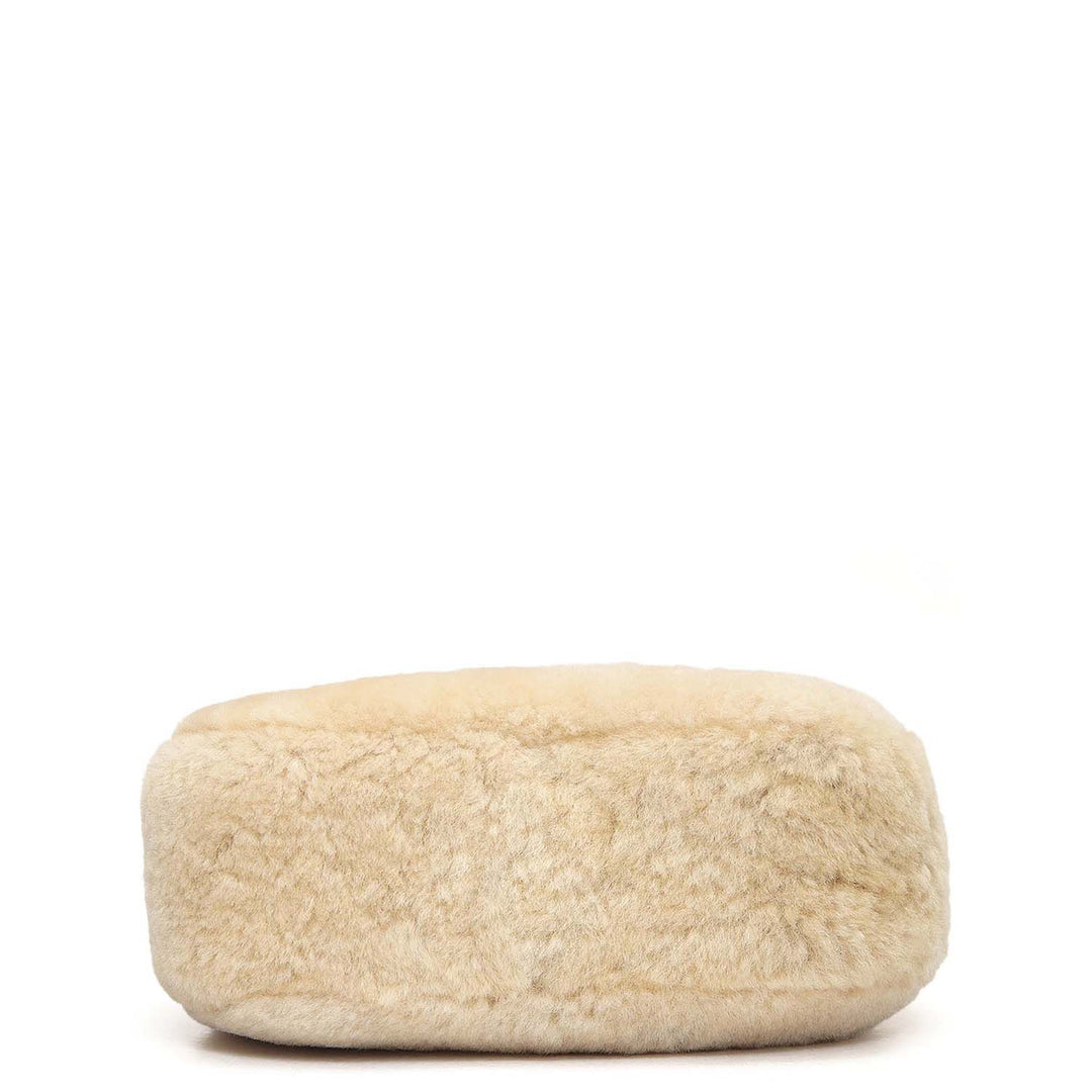 Micro Fur Leather Sling - Beige