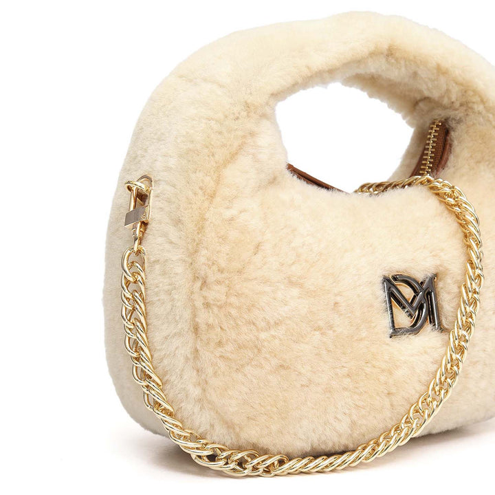Micro Fur Leather Sling - Beige