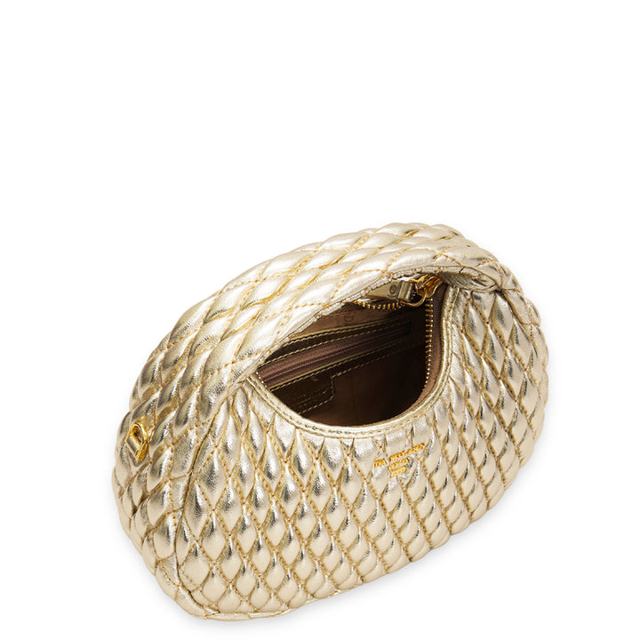 Small Quilting Plain Leather Sling - Gold