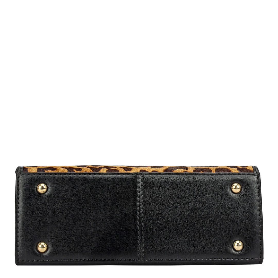 Small Fur Plain Leather Sling - Brown & Black