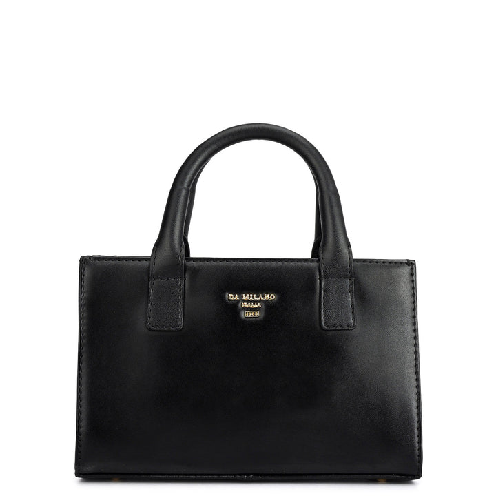 Small Fur Plain Leather Sling - Off White & Black