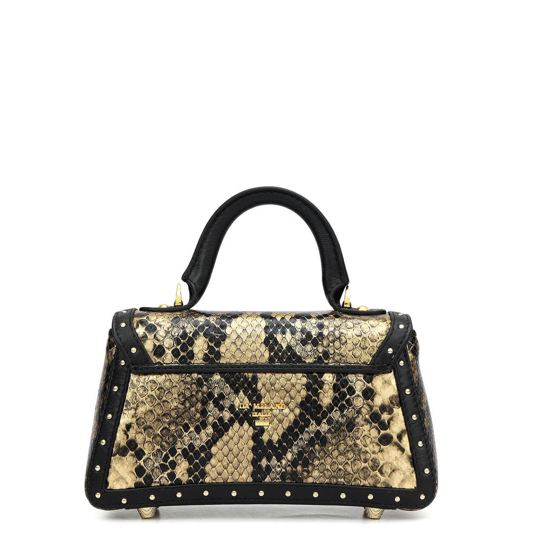 Small Snake Plain Leather Sling - Black & Gold