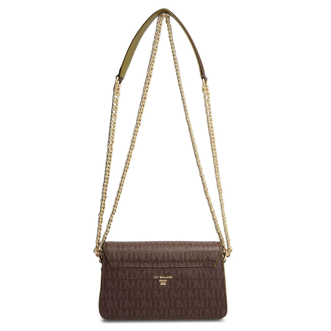 Small Monogram Leather Sling - Walnut & Lime