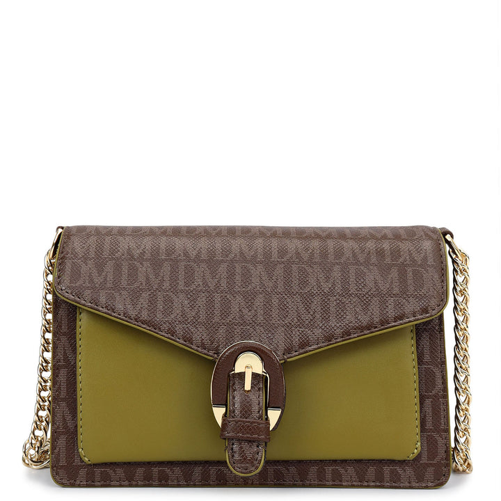 Small Monogram Plain Leather Sling - Walnut & Lime