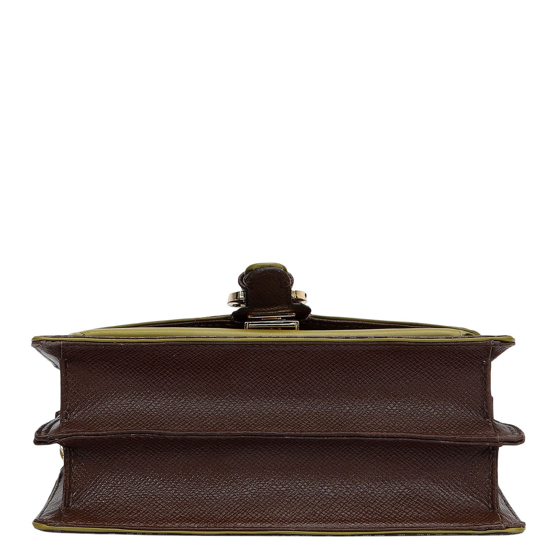 Small Monogram Plain Leather Sling - Walnut & Lime