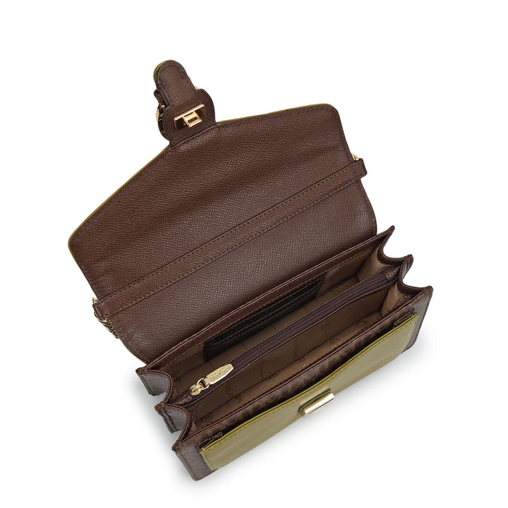 Small Monogram Plain Leather Sling - Walnut & Lime