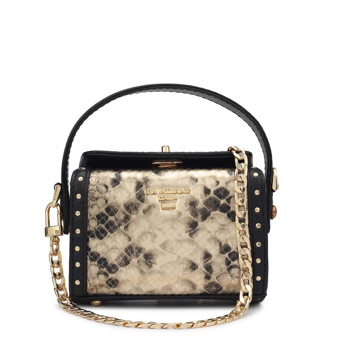 Micro Snake Leather Sling Gold Black