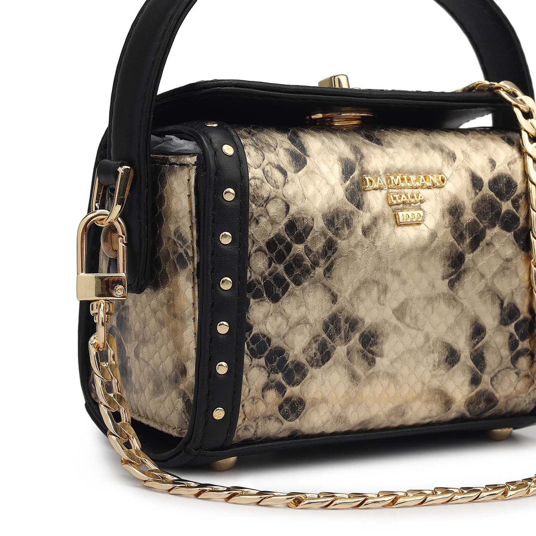 Small Snake Leather Sling - Gold & Black