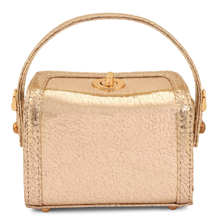 Micro Metallic Leather Sling - Gold