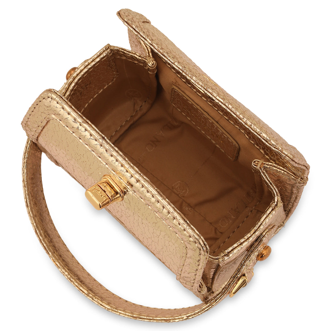 Micro Metallic Leather Sling - Gold