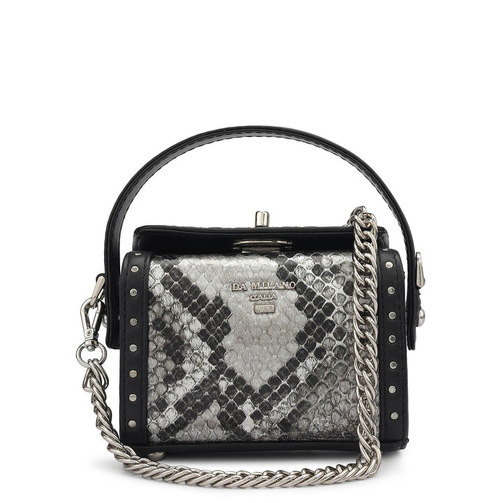 Small Snake Leather Sling - Silver & Black