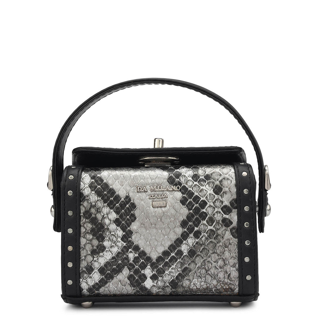 Small Snake Leather Sling - Silver & Black