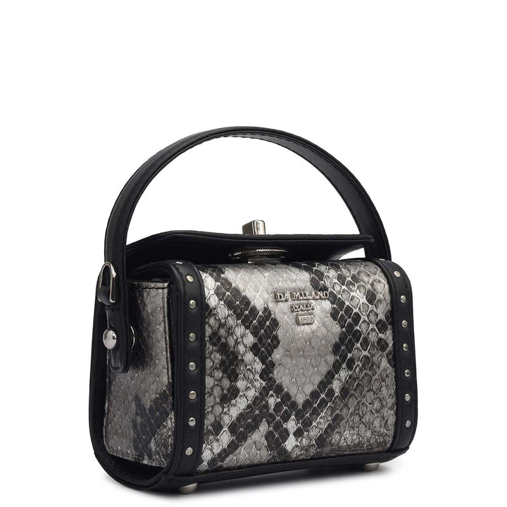 Small Snake Leather Sling - Silver & Black