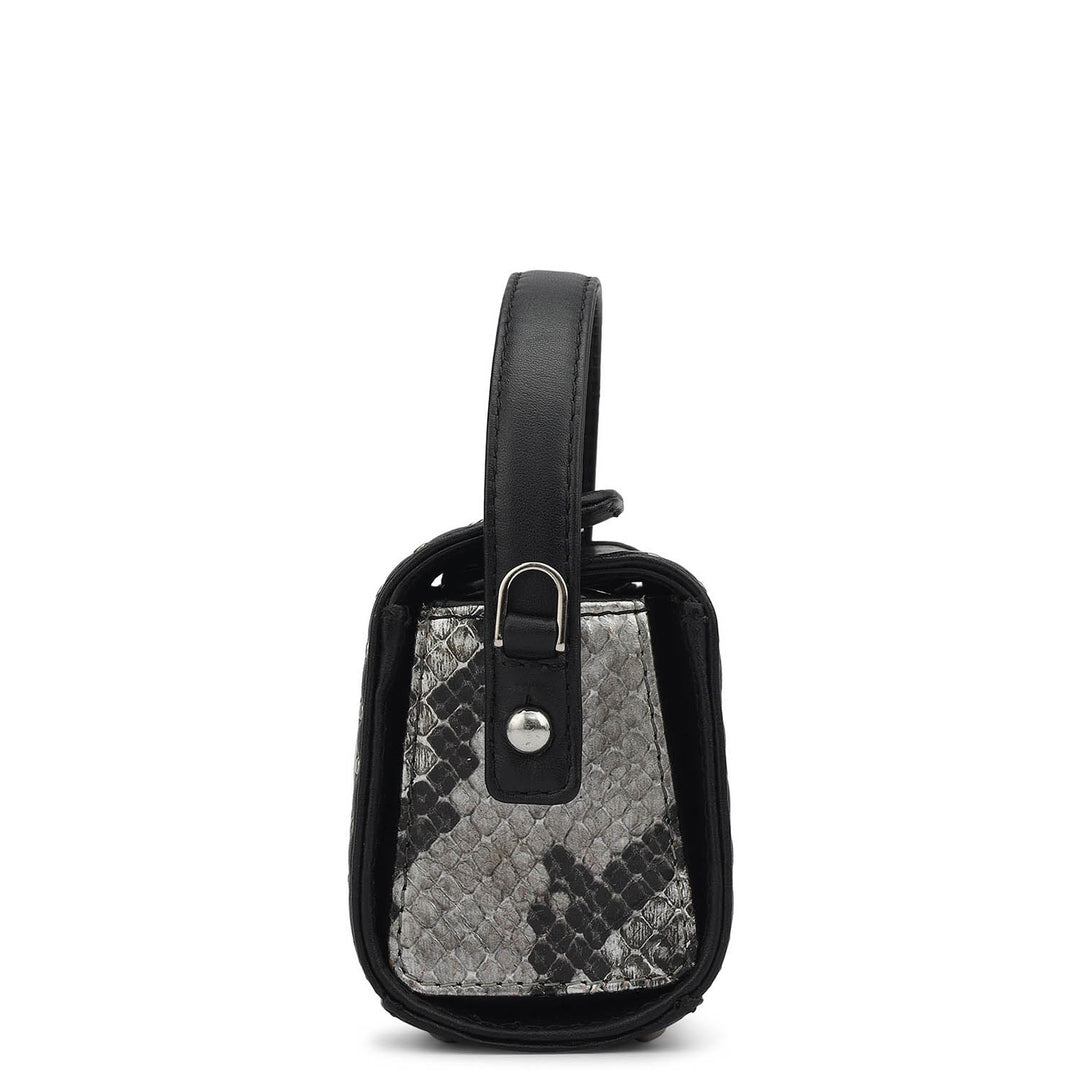 Small Snake Leather Sling - Silver & Black