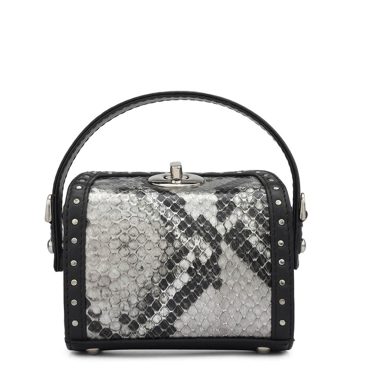 Small Snake Leather Sling - Silver & Black