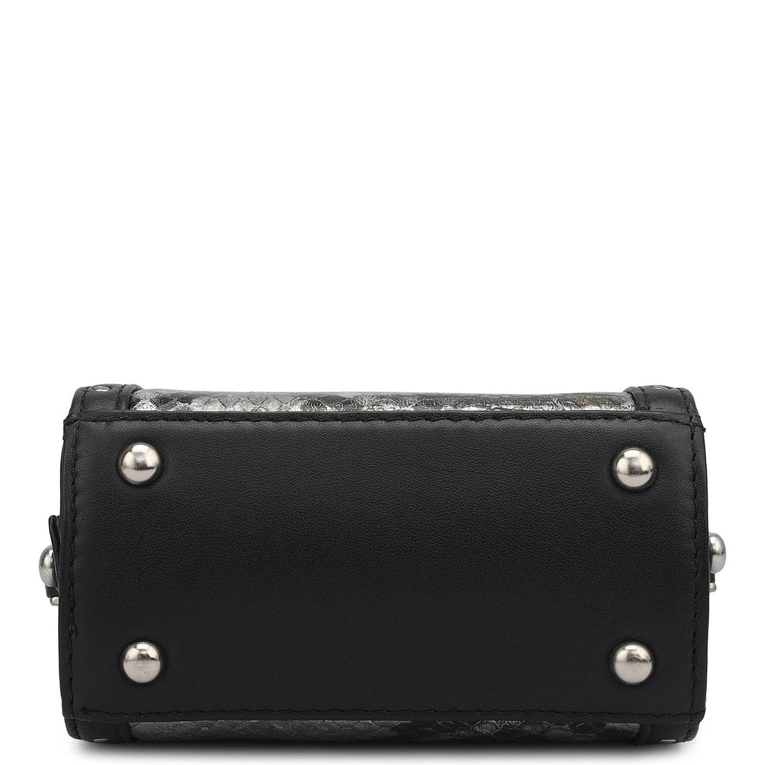 Small Snake Leather Sling - Silver & Black