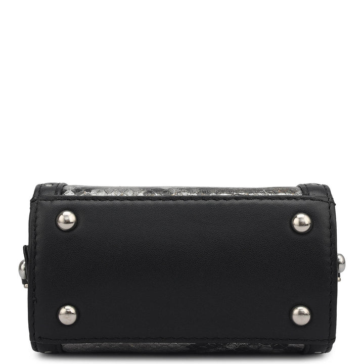 Small Snake Leather Sling - Silver & Black