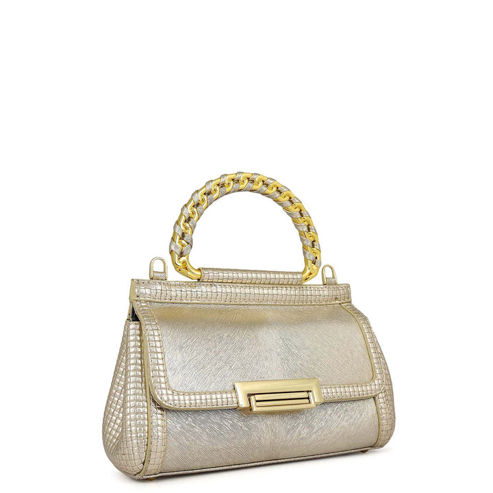 Small Metallic Leather Sling - Gold