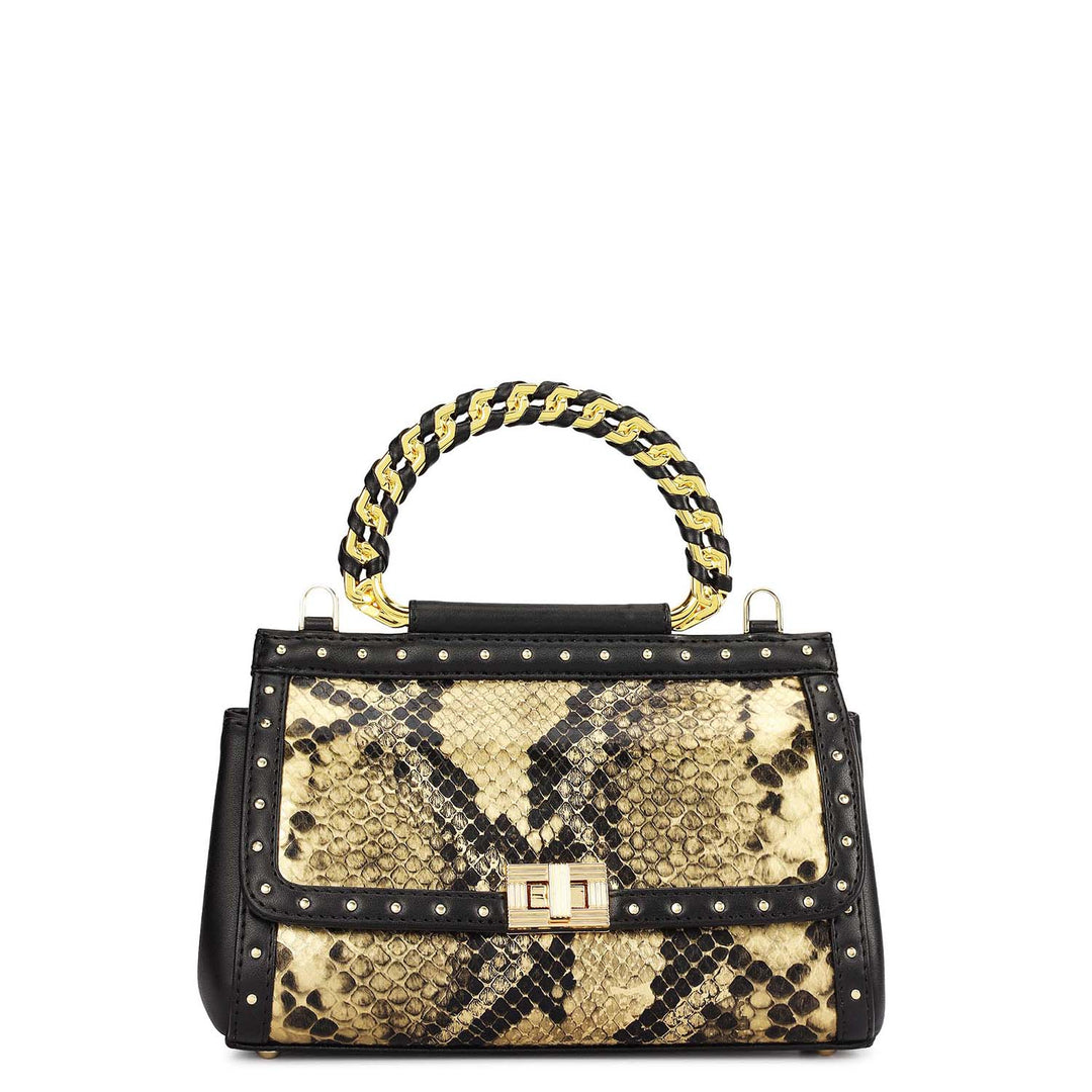 Small Snake Plain Leather Sling - Gold & Black