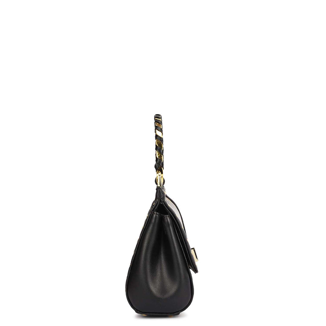Small Snake Plain Leather Sling - Gold & Black