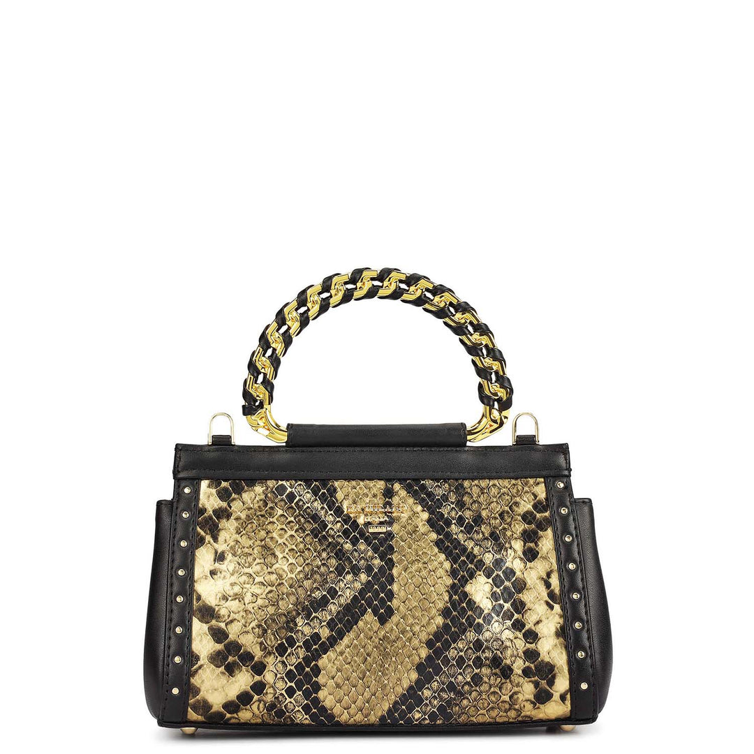 Small Snake Plain Leather Sling - Gold & Black