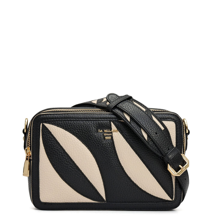 Small Wax Leather Sling - Black & Marshmallow