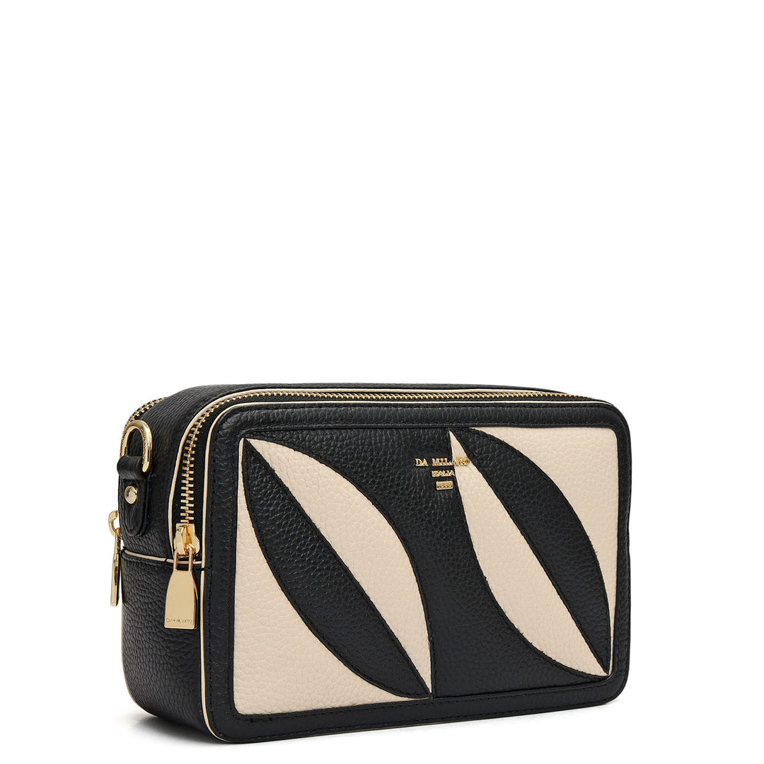 Small Wax Leather Sling - Black & Marshmallow