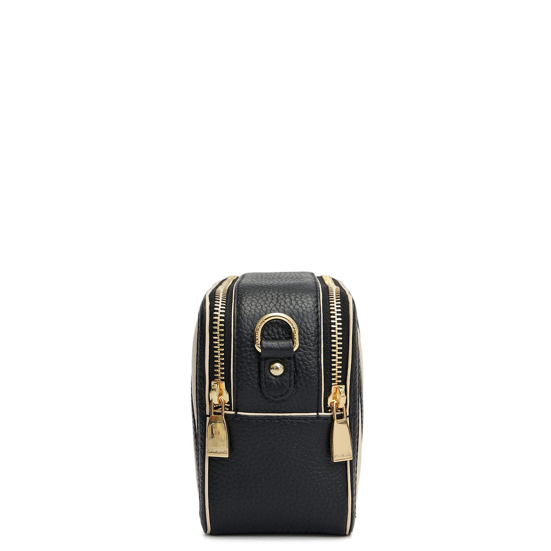 Small Wax Leather Sling - Black & Marshmallow