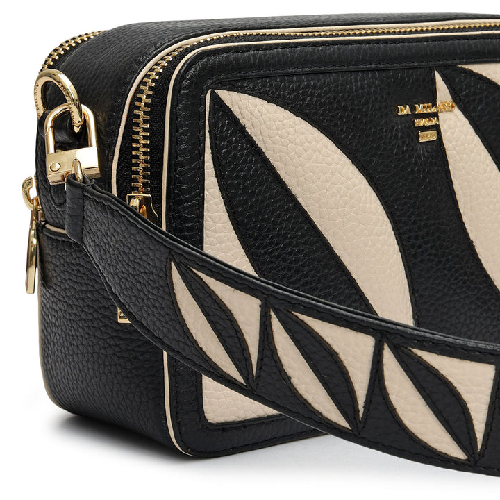 Small Wax Leather Sling - Black & Marshmallow