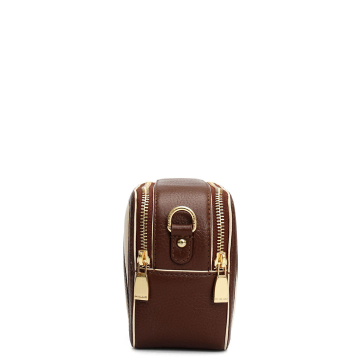 Small Wax Leather Sling - Espresso & Marshmallow