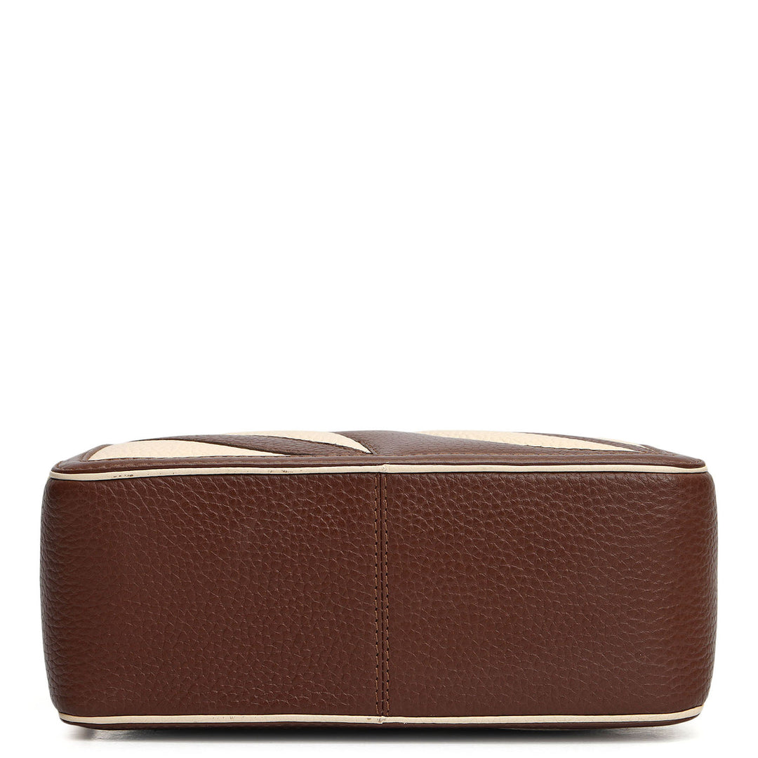 Small Wax Leather Sling - Espresso & Marshmallow