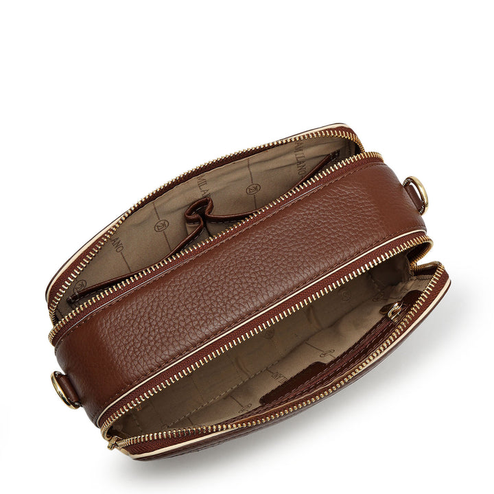 Small Wax Leather Sling - Espresso & Marshmallow