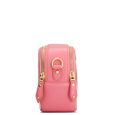 Small Wax Leather Sling - Hyper Pink & Beige