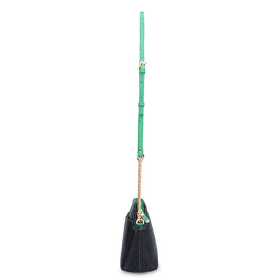 Small Ostrich Snake Leather Sling - Green