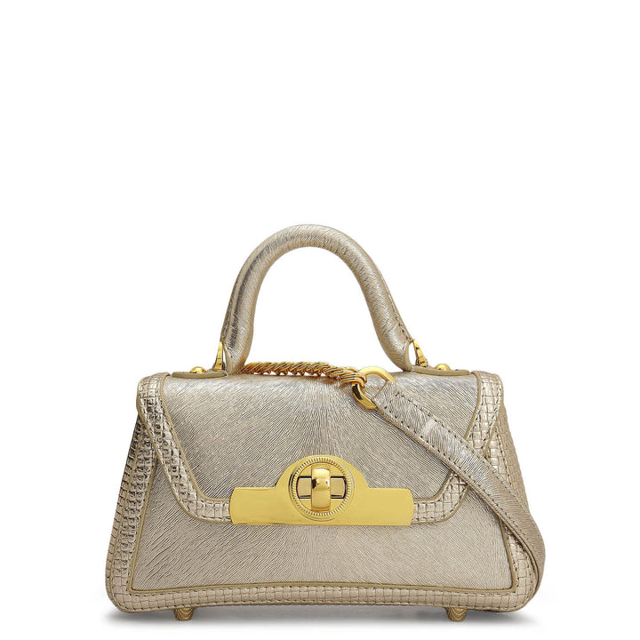 Small Metallic  Leather Sling - Gold