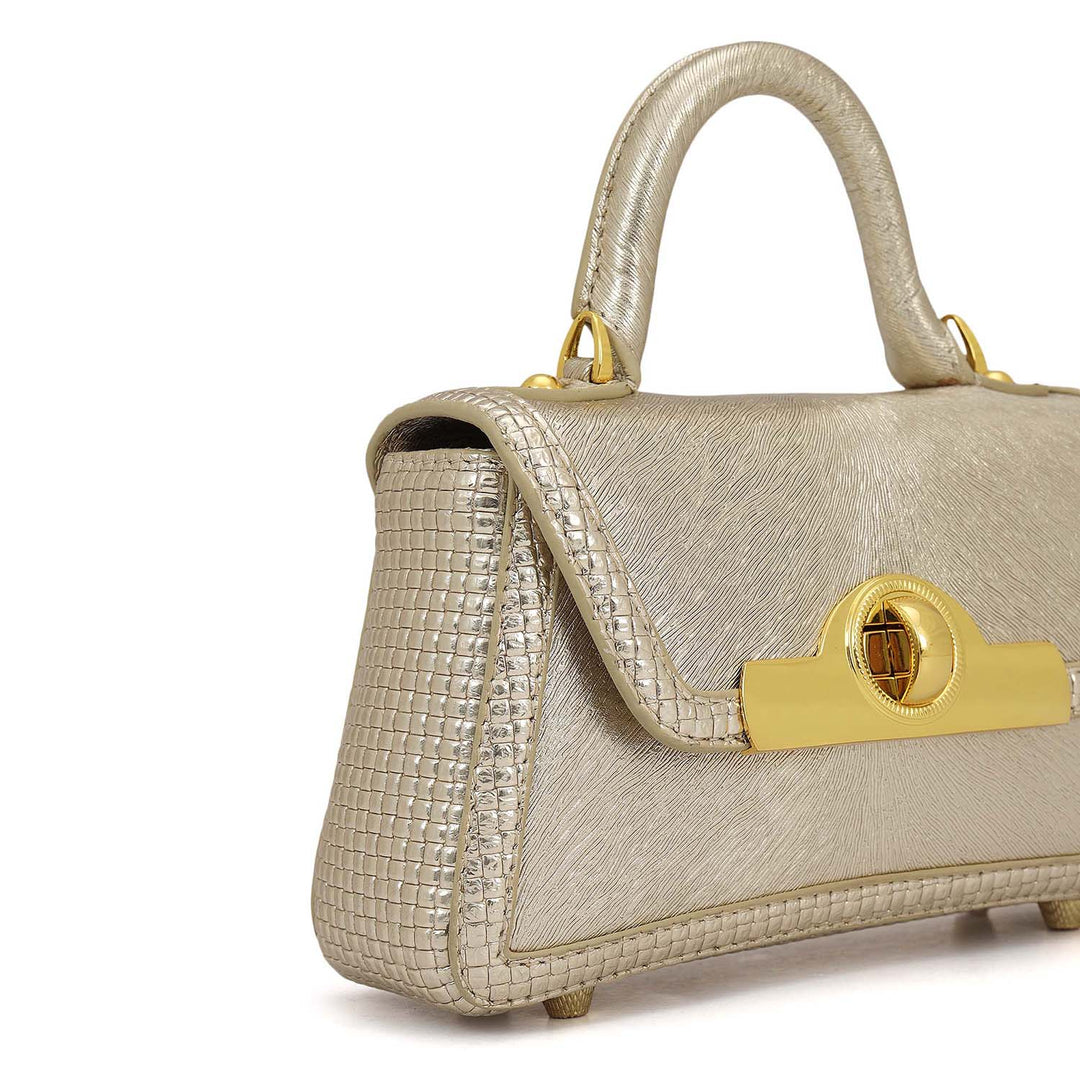 Small Metallic  Leather Sling - Gold