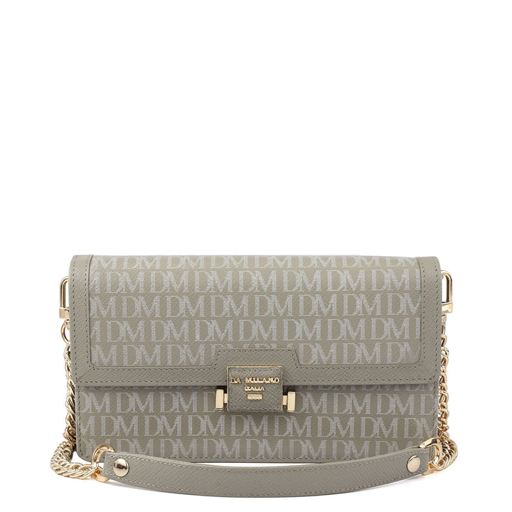 Monogram Leather Ladies Wallet - Grey