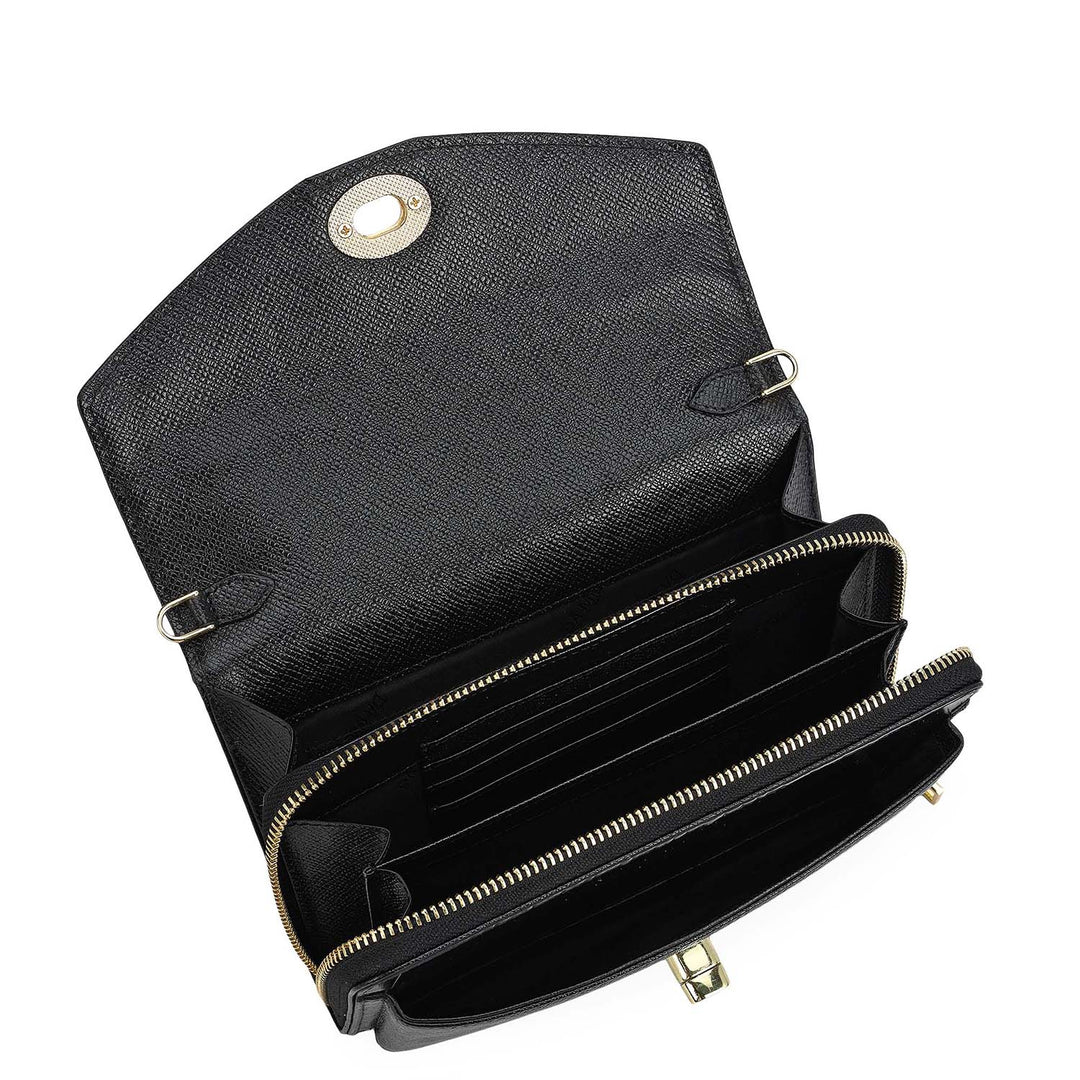 Croco Franzy Leather Ladies Wallet - Black