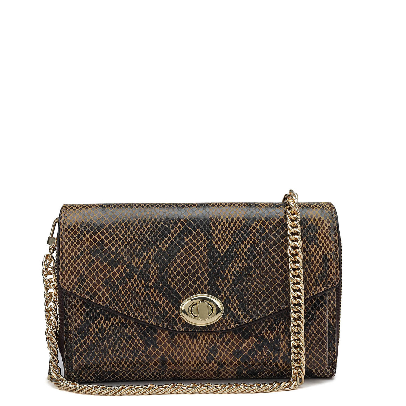 Snake Leather Ladies Sling Wallet - Brown