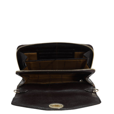 Snake Leather Ladies Sling Wallet - Brown