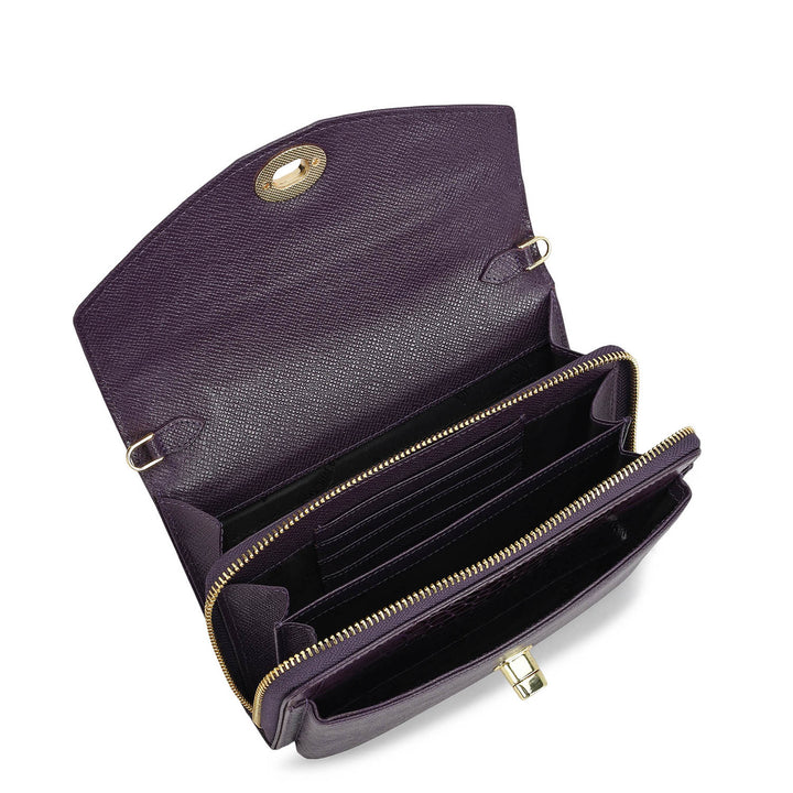 Croco Franzy Leather Ladies Wallet - Grapevine