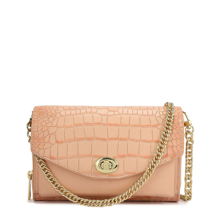 Croco Franzy Leather Ladies Wallet - Peach
