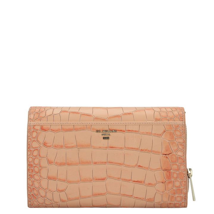 Croco Franzy Leather Ladies Wallet - Peach