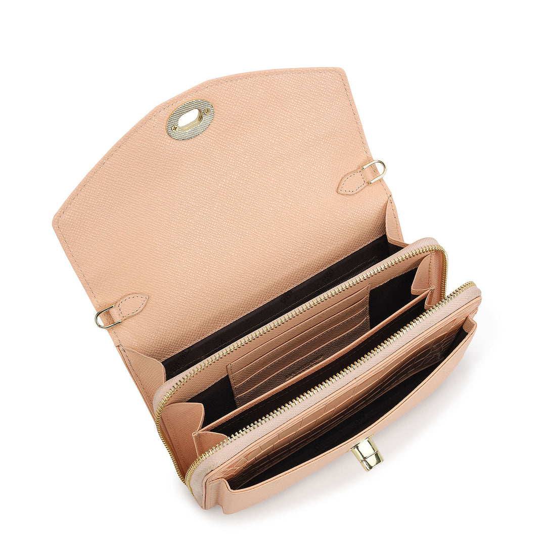 Croco Franzy Leather Ladies Wallet - Peach